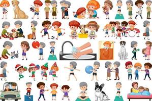 Set of different activities people in cartoon style vector