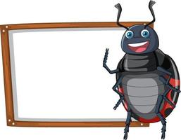 Isolated wooden banner with beetle vector