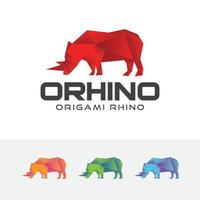 Origami rhino logo design vector