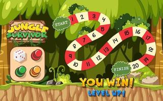 A snake ladder game template in forest background vector