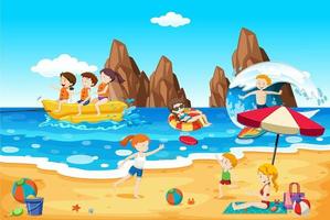 Scene with people on the beach vector