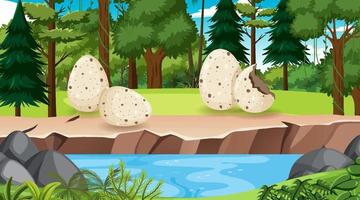 Scene with big eggs by the river vector