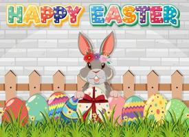 Happy Easter design with bunny and eggs vector