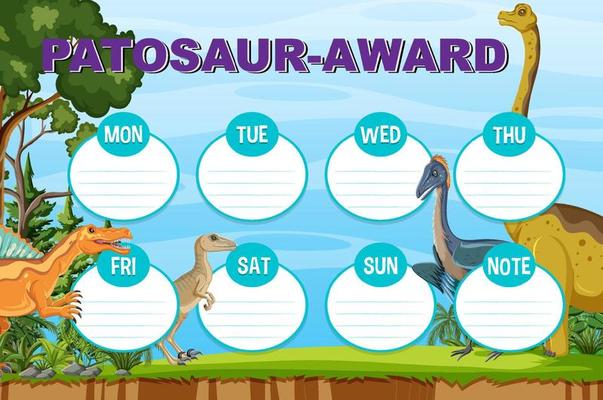 Award template with dinosaurs in background