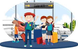 Isolated airport scene with passengers vector