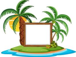 Empty banner template with summer beach element isolated vector