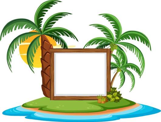 Empty banner template with summer beach element isolated