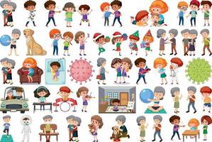 Set of different activities people in cartoon style vector