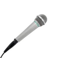 Silver microphone on white background photo