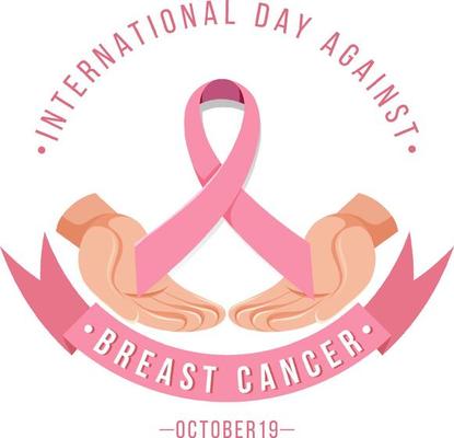 International Day Against Breast Cancer banner with pink ribbon symbol