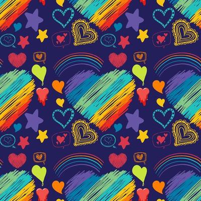 Abstract seamless doodle heart pattern