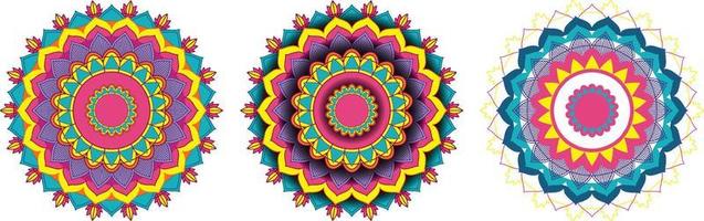 Set of vintage mandala with thin lines vector