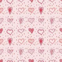 Seamless doodle heart pattern vector