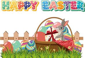 Happy Easter design with bunny and eggs vector