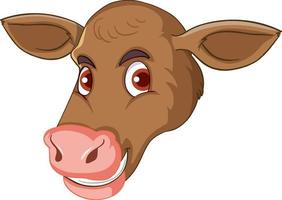 Head of brown cow cartoon character vector