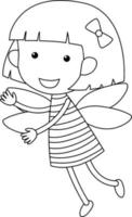 Cute fairy doodle outline for colouring vector