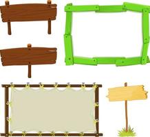 conjunto de banner de letrero de madera vector