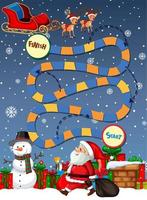 Snake and ladders game template with Christmas theme vector