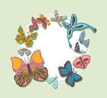 beautiful butterflies badge vector