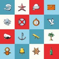 set of nautical icons vector