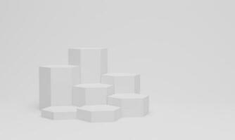 3d render. White podium minimal scene background. Empty space for display product. photo