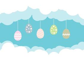 easter egg background with cloud border vector