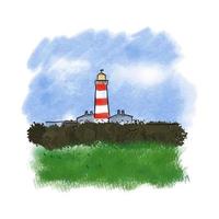 hand painted watercolour image of a lighthouse vector