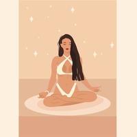 Yoga with a girl. A faceless character doing yoga. Classes, online training, work, home. illustration. Vector. Can be used to create collages in web design vector