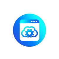 Cloud settings, hosting configuration icon for web vector