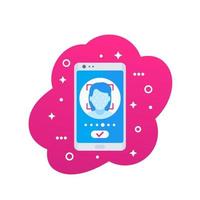 Face recognition, identification icon vector