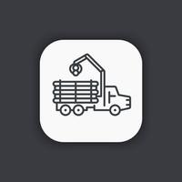 Forwarder line icon, forestry vehicle, logging truck