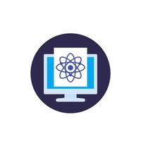 atom icon with computer, vector