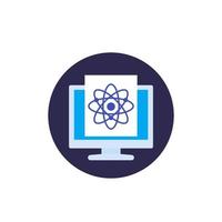 atom icon with computer, vector