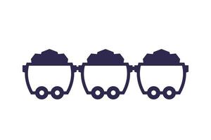 coal minecarts on white, vector art