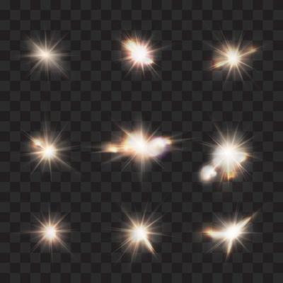 flares, flashes, light effects set