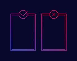 positive and negative, pros and cons list, line vector design