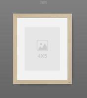 Wooden photo frame or picture frame on gray background. For interior design and decoration. Vector. vector