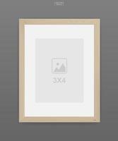 Wooden photo frame or picture frame on gray background. For interior design and decoration. Vector. vector