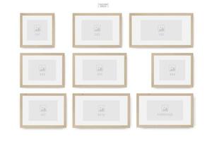 Wooden photo frame or picture frame for interior design and decoration. Vector. vector