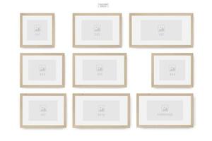 Wooden photo frame or picture frame for interior design and decoration. Vector. vector