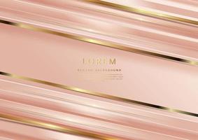 Abstract 3d template rose gold background with gold lines diagonal sparking with copy space for text.