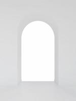 corredor de pasillo de curva de arco blanco con sombra suave. concepto abstracto de diseño de puerta blanca. foto