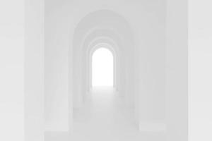 espacio de pasillo de arco de arquitectura blanca. corredor de curva de arco abstracto. foto