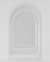 espacio de pasillo de arco de arquitectura blanca. corredor de curva de arco abstracto. foto
