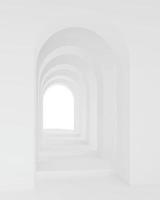 espacio de pasillo de arco de arquitectura blanca. corredor de curva de arco abstracto. foto