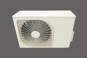Condensing unit of air conditioning systems on gray background with clipping path. photo
