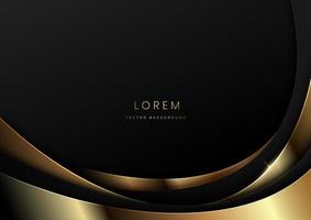 Abstract luxury curves overlapping on black background with copy space for text. vector