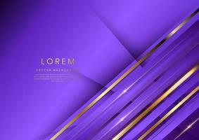 Abstract 3d template purple background with gold lines diagonal sparking with copy space for text.