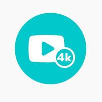 Ícono de contenido de video 4k, botón vector