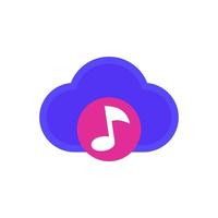 transmisión de música, icono de nube en blanco vector